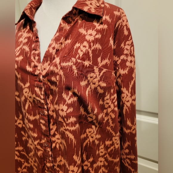 Knox Rose Women's Plus Size Button-Down Shirt Light Red - XXL - Picture 5 of 7